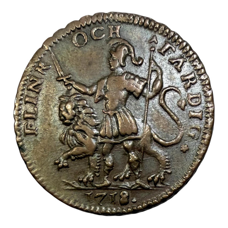 Coin 1 Daler Silvermynt 1718 SM Sweden Charles II A0098