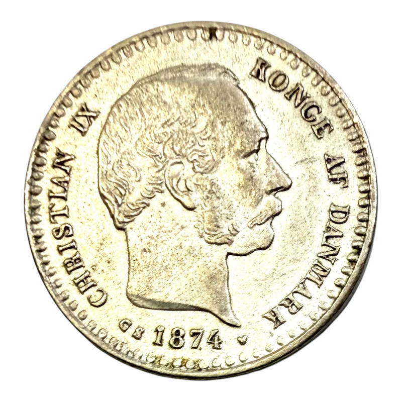 Coin 10 Ore 1874 Denmark, Christian IX Silver A0121