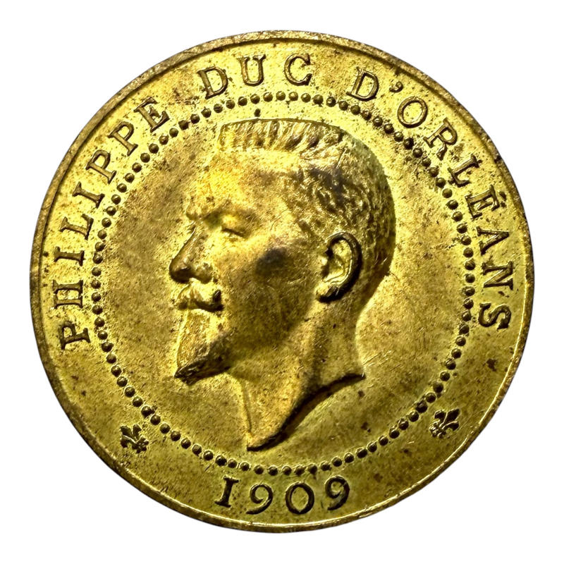 Token 1909 Duke of Orleans France , 10 Centimes Type A0124