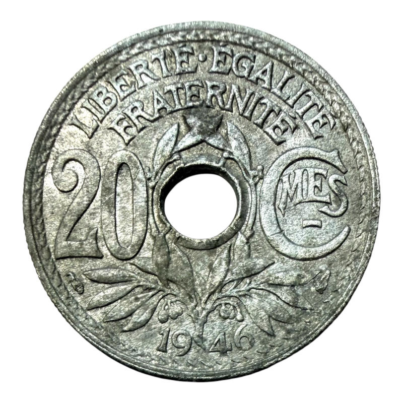 Coin 20 Centimes 1946 France, Zinc A0132
