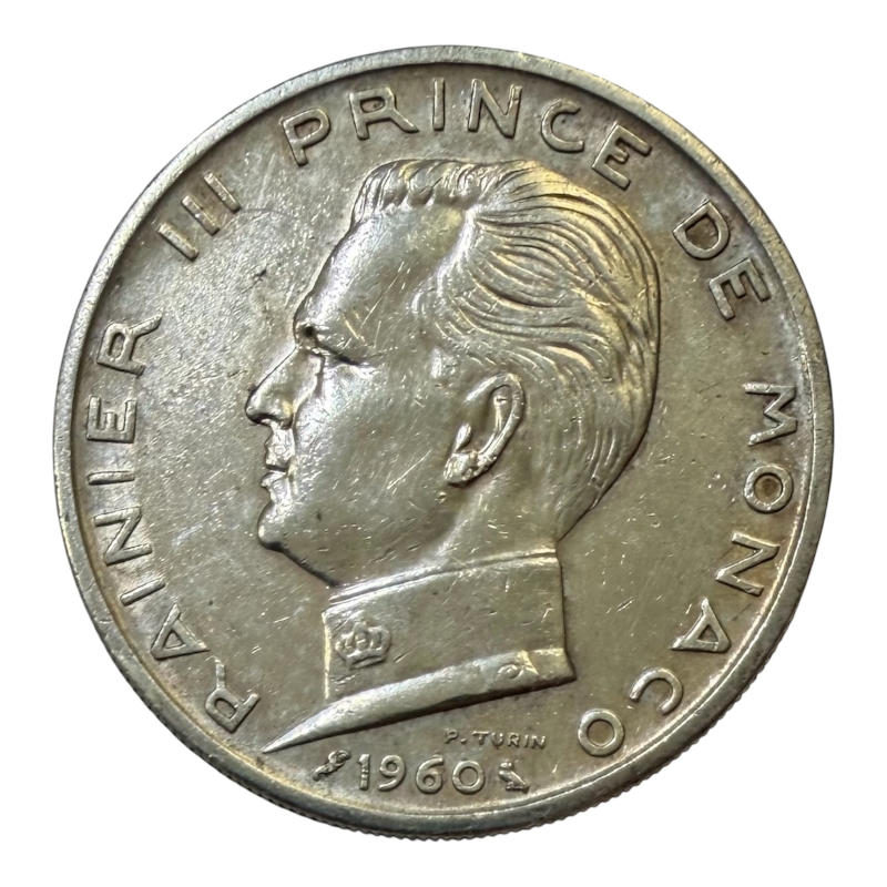 Coin 5 Francs 1960 Monaco, Rainier III Silver A0138