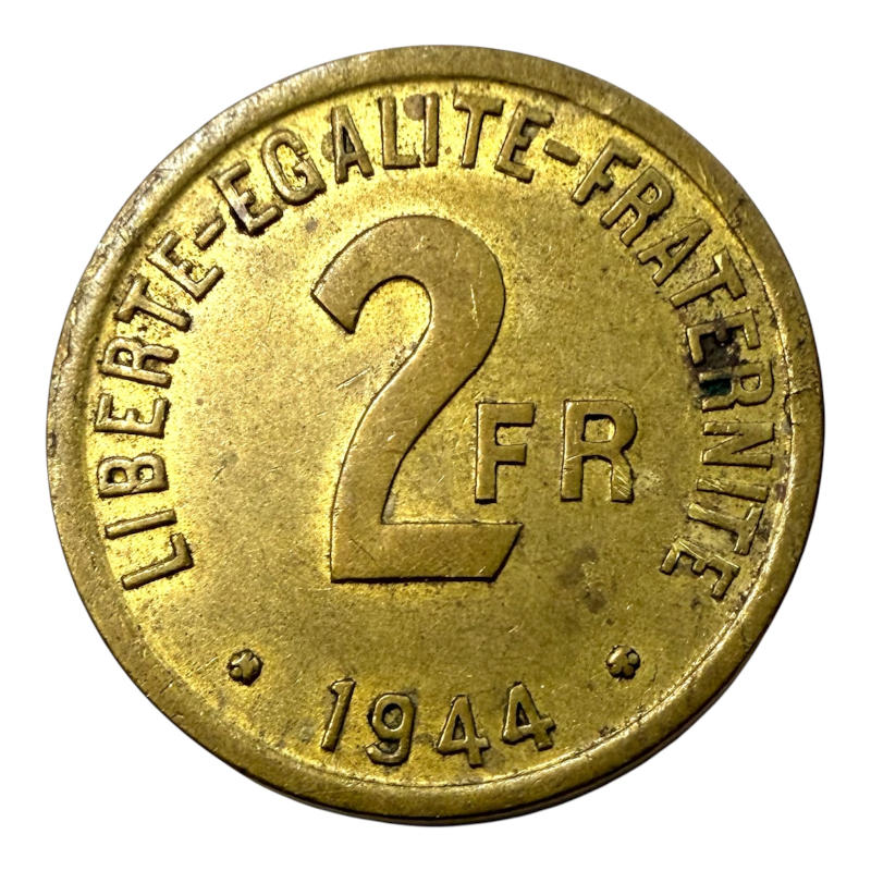 Coin 2 Francs 1944 France, Minted in Philadelphia A0140