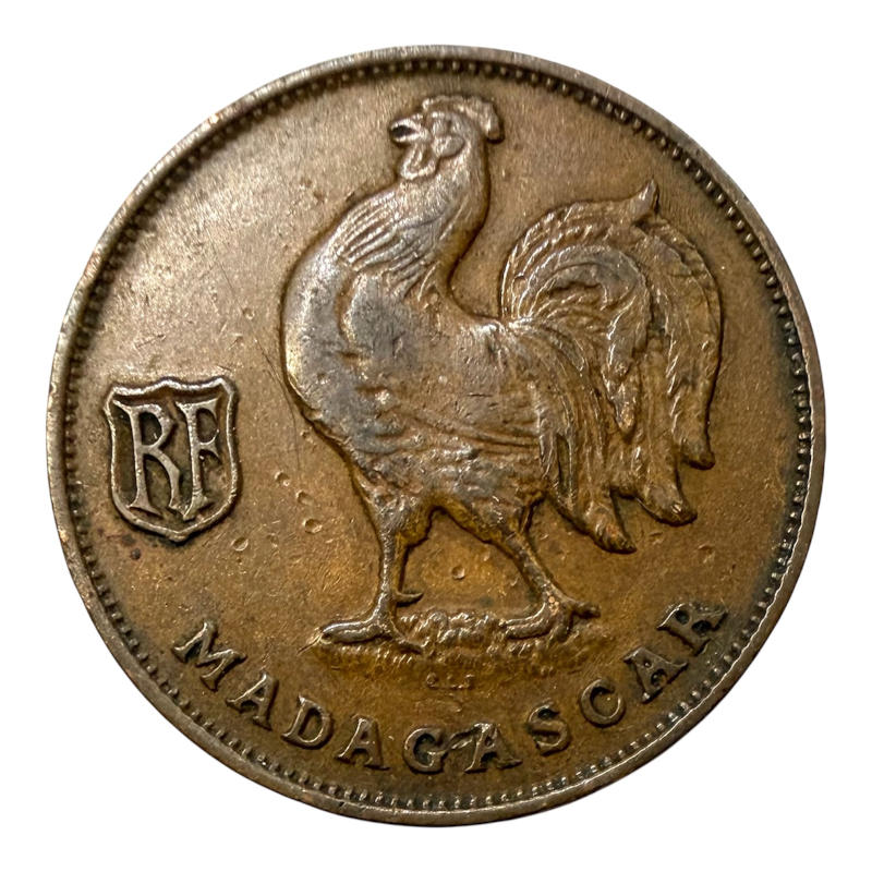 Coin 1 Franc 1943 Madagascar, Rooster A0141