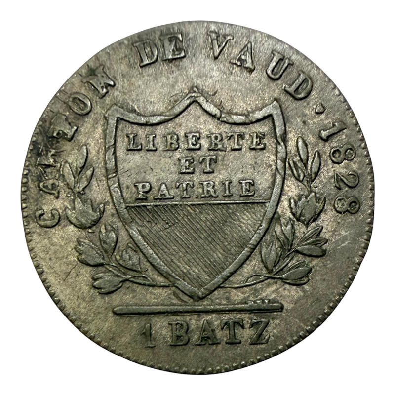 Coin 1 Batzen 1828 Switzerland Canton of Vaud, Billon A0146