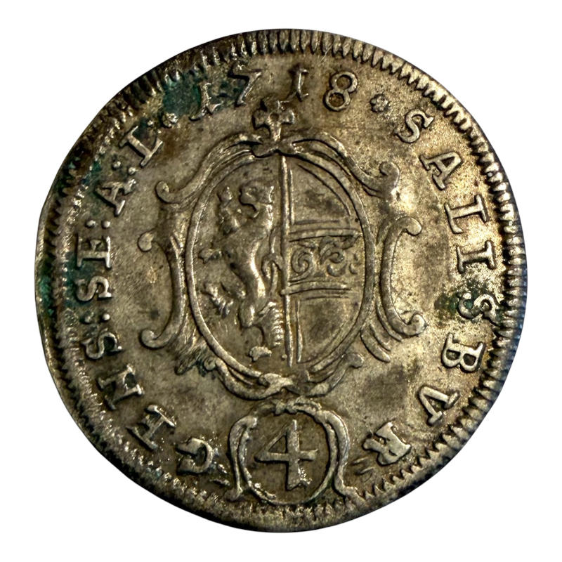 Coin 4 Kreuzer (1 Batzen) 1718 Austrian States, Franz Anton von Harrach, Silver A0161