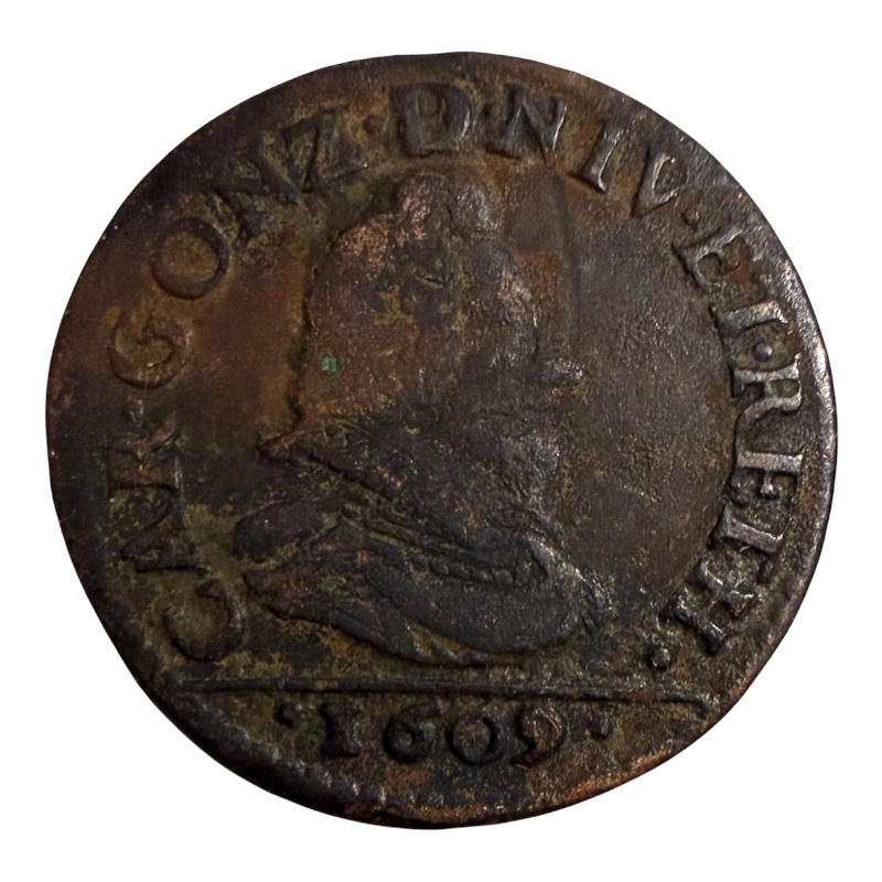Coin 2 Liards 1609 Principality of Arches-Charleville France, Charles I Gonzaga-Nevers A0162