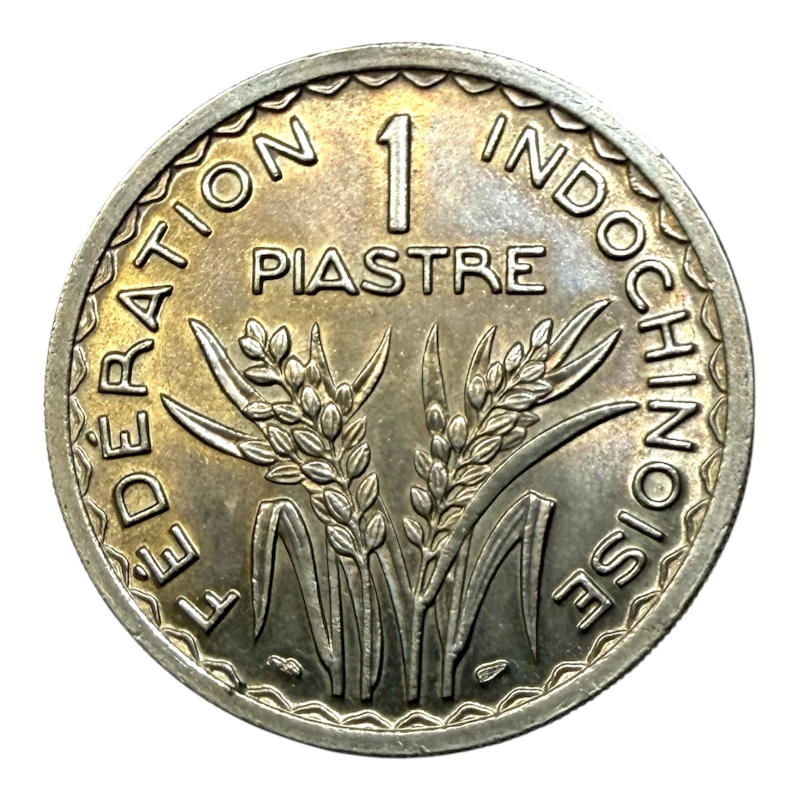 Coin 1 Piastre 1947 French Indochina, reeded edge, AUNC A0165