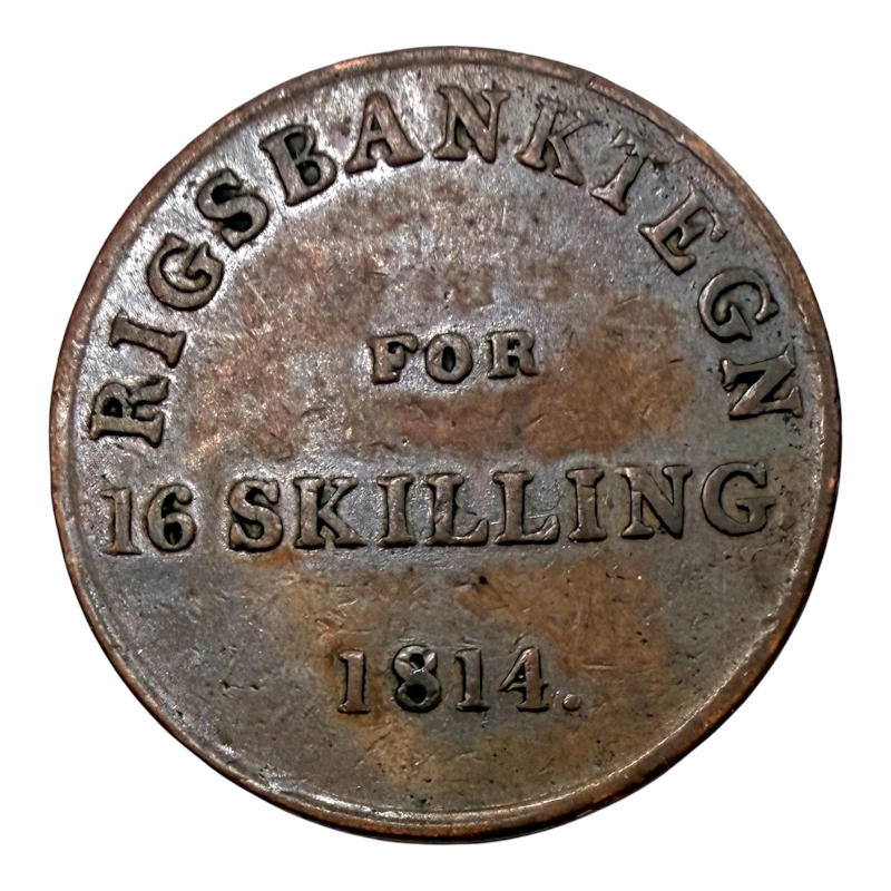 Coin 16 Skilling 1814 Denmark, Rigsbank Token A0166