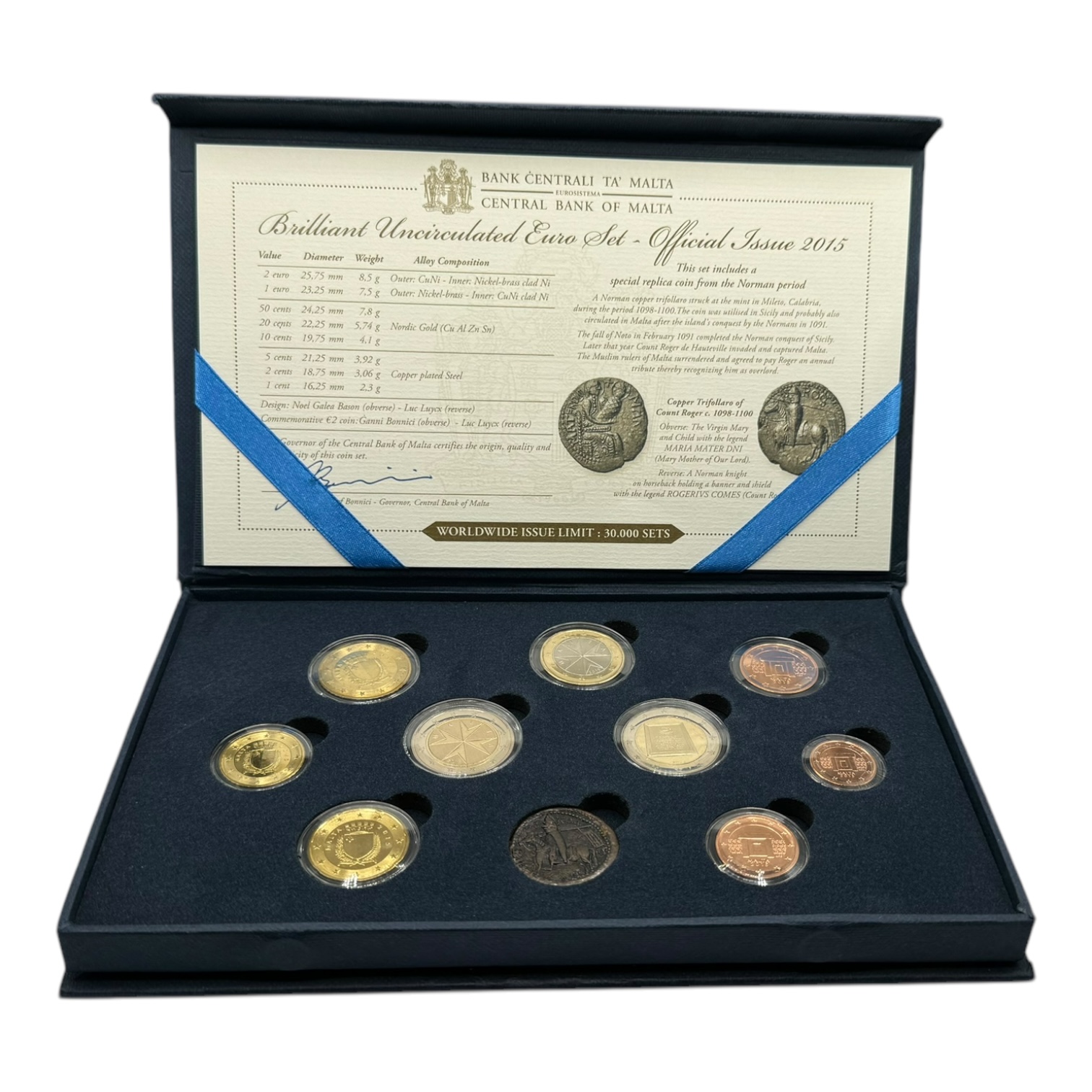 Euro Coins Set in box of 10 coins BU Malta 2015 REF0030