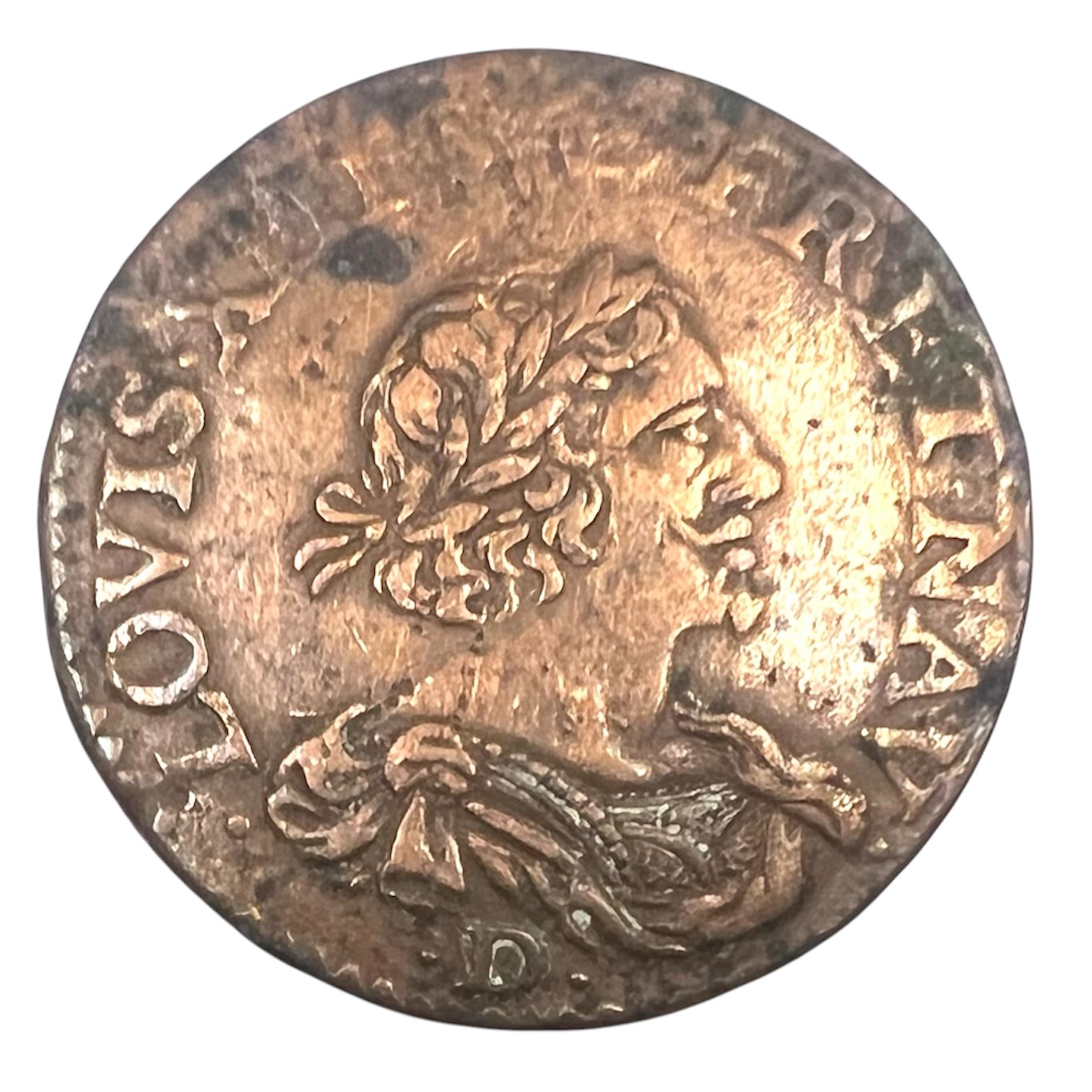 Coin Double Tournois 1637 .D. Louis XIII France REFA0058