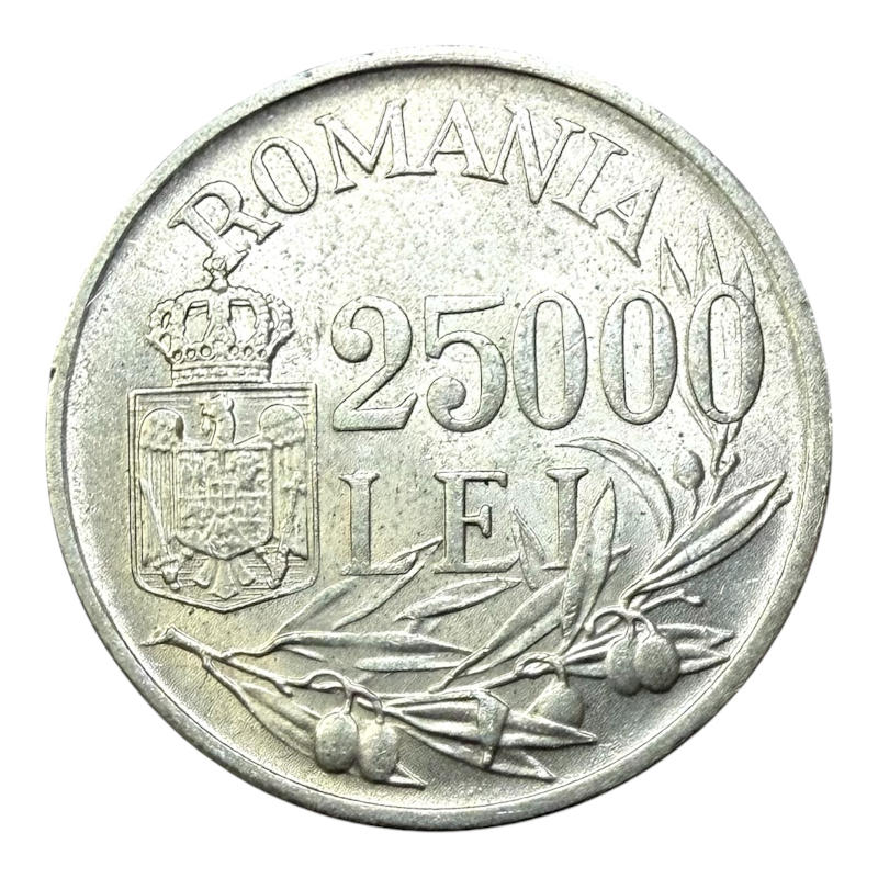 Coin 25.000 Lei 1946 Roumanie Mihai I Silver A0073